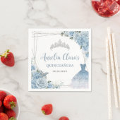 ベビーブルーフローラドレスガウンシルバーキンセアニラ スタンダードカクテルナプキン (インサイチュ)