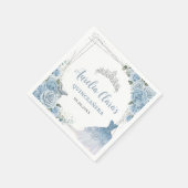 ベビーブルーフローラドレスガウンシルバーキンセアニラ スタンダードカクテルナプキン (角)