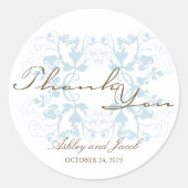 ベビーブルーフローラフローリッシュシックなウェディングパーティーの好意 ラウンドシール (正面)