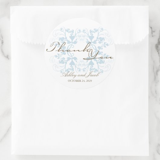 ベビーブルーフローラフローリッシュシックなウェディングパーティーの好意 ラウンドシール (バッグ)