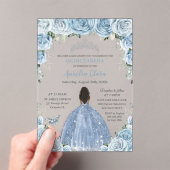 ベビーブルーフローラブラウンプリンセスシルバーキンセアニラ アクリル招待状 (インサイチュ (ポータブル))