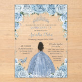 ベビーブルーフローラブラウンプリンセスシルバーキンセアニラ アクリル招待状 (正面)