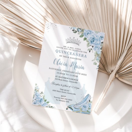 ベビーブルーフローラプリンセスグラスシュークインセアニラ 招待状