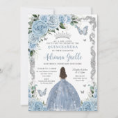 ベビーブルーフローラプリンセスドレスシルバーキンセアニェラ 招待状 (正面)