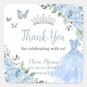 ベビーブルーフローラプリンセスドレスシルバーキンセアニラ スクエアシール (正面)