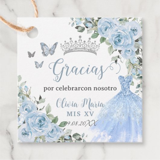 ベビーブルーフローラプリンセスドレスシルバーキンセアニラ フェイバータグ (正面)