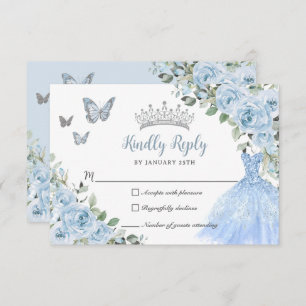 ベビーブルーフローラプリンセスドレスシルバーキンセアニラ 出欠カード