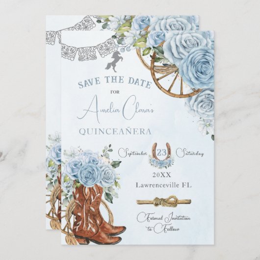 ベビーブルーフローラワイルドウェストチャロキンセアニェラXV セーブザデート (正面/裏面)