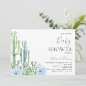ベビーブルーフローラ多肉多乳糖ベビシャワー 招待状 (スタンド正面)