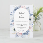 ベビーブルーフローラ結婚式招待状 招待状 (スタンド正面)
