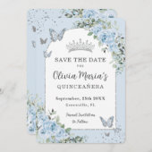 ベビーブルーフローラ蝶キンセニェラ写真 セーブザデート (正面/裏面)