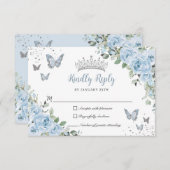 ベビーブルーフローラ蝶シルバーキンセニェラ 出欠カード (正面/裏面)