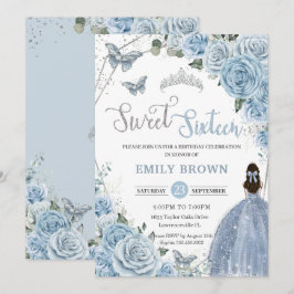 ベビーブルーフローラ蝶プリンセススウィート16 招待状