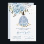 ベビーブルーフローラ金ゴールドキンセアニェラプリンセスガール 招待状<br><div class="desc">この赤ちゃんエレガントブルーフローラキンセアニェラ招待を簡単かつ迅速に自分の言葉でパーソナライズ。単クリックに[デザインツールを使用して編集]ボタンを使用して、文字の編集、用語、フォントスタイル、フォントサイズ、フォント色、文字の追加、一部の画像の移動または削除。美しい赤ちゃんブルーのバラのフローラアレンジメントと赤ちゃんブルーのボールガウンの女の子をフィーチャー。すべての文字は編集可能。キンセアニェラ、甘い16、プリンセスパーティーや多くの大事な行事に最適。ストアで使用可能な一致アイテム。ハ原紙素晴らし紙</div>