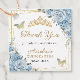 ベビーブルーフローラ金ゴールド蝶プリンセスクラウン フェイバータグ