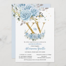 ベビーブルーフローラ金ゴールドXVキンセアニラカンス15 招待状