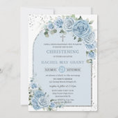 ベビーブルーフローラ《キリスト教》洗礼式や命名式バプテスマ写真アーチ 招待状 (裏面)