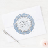 ベビーブルーブライダルシャワーデザートテーブルラベルラベル ラウンドシール (封筒)