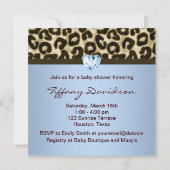 ベビーブルーブラウンヒョウ男の赤ちゃんシャワー 招待状 (裏面)