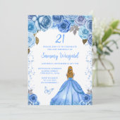 ベビーブルーブロンドヘアプリンセス誕生日パーティー 招待状 (スタンド正面)