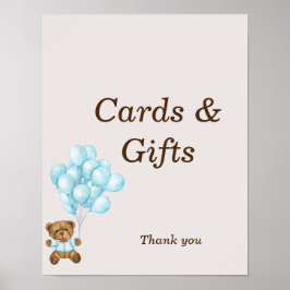 ベビーブルーベアーベイビーシャワーカスタムサイン ポスター