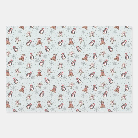 ベビーブルーベビーその寒い外の冬のベビーシャワー ラッピングペーパーシート (正面2)