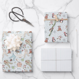 ベビーブルーベビーその寒い外の冬のベビーシャワー ラッピングペーパーシート