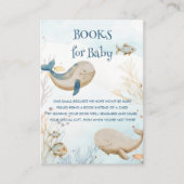 ベビーブルーベージュホエールベビーシャワー用の本 エンクロージャーカード (正面)