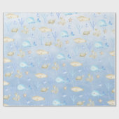 ベビーブルーホエールザシーの下 ラッピングペーパー (フラット)