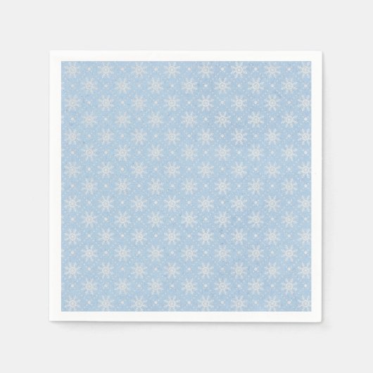 ベビーブルーホワイトスノーフレーククリスマスパターン スタンダードカクテルナプキン (正面)