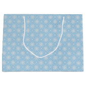 ベビーブルーホワイトスノーフレーククリスマスパターン ラージペーパーバッグ (正面)