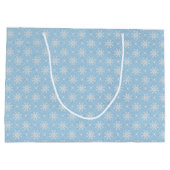 ベビーブルーホワイトスノーフレーククリスマスパターン ラージペーパーバッグ (裏面)