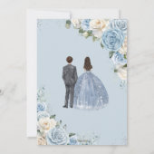 ベビーブルーホワイトフローラツインズボーイガールキンセアニラ 招待状 (裏面)