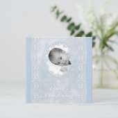 ベビーブルーホワイトボーイフォトバプテスマ《キリスト教》洗礼式や命名式 招待状 (スタンド正面)