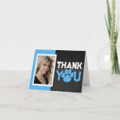 ベビーブルーホワイトポープリント卒業写真折り畳み サンキューカード (正面)