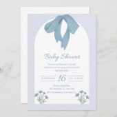 ベビーブルーボウベイビーシャワー 招待状 (正面/裏面)