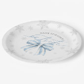 ベビーブルーボウ冬の赤ちゃんシャワー外は寒い ペーパープレート (アングル)