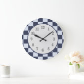 ベビーブルーボーイジオメトリックスクエアパターンキルト ラージ壁時計 (ホーム)