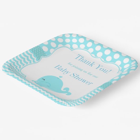 ベビーブルーボーイベビーシャワー付きかわいいクジラ紙 ペーパープレート (傾斜あり)