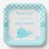 ベビーブルーボーイベビーシャワー付きかわいいクジラ紙 ペーパープレート (正面)