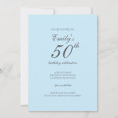 ベビーブルーミニマリスト50誕生日招待状 招待状 (正面)