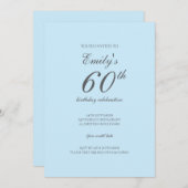 ベビーブルーミニマリスト60誕生日招待状 招待状 (正面/裏面)
