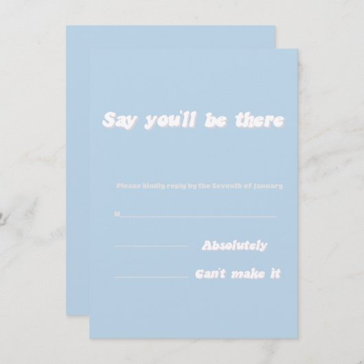 ベビーブルーモダンのエンク結婚ロージャカード エンクロージャーカード (正面/裏面)