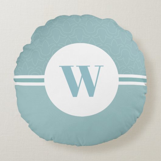 ベビーブルーモダンストライプカスタム子供部屋 ラウンドクッション (正面)