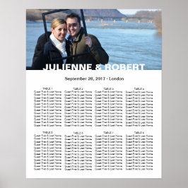 ベビーブルーモダンフォト結婚シーティングチャート ポスター