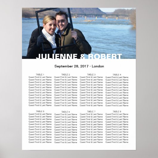 ベビーブルーモダンフォト結婚シーティングチャート ポスター (正面)