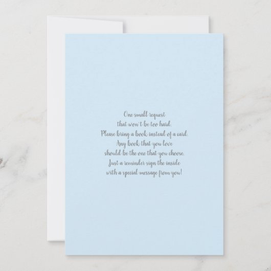 ベビーブルーレインボーベビーシャワーボーイ招待状 招待状 (裏面)