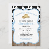 ベビーブルーロデオワイルドウエストカウボーイ誕生日 招待状 (正面)
