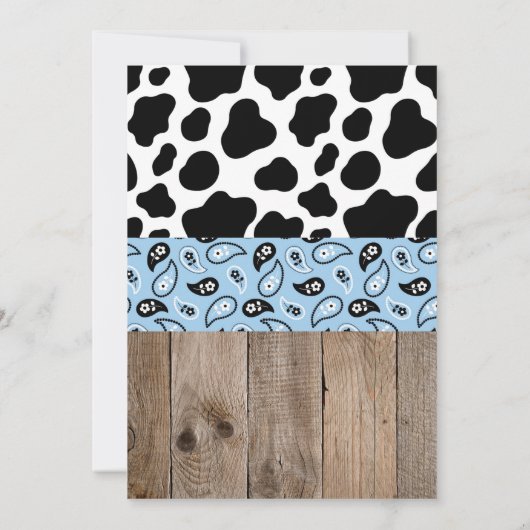 ベビーブルーロデオワイルドウエストカウボーイ誕生日 招待状 (裏面)