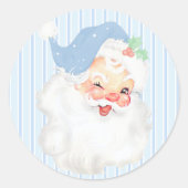 ベビーブルーヴィンテージウィンキングサンタクロース ラウンドシール (正面)